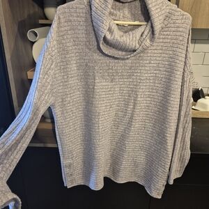 Reitmans Light Gray Ribbed Cowl Neck Sweater